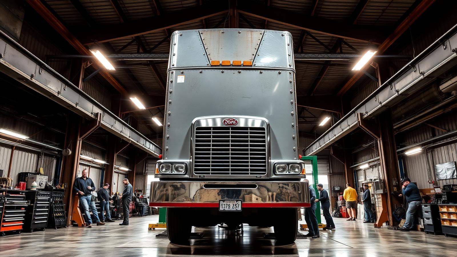 Semi truck in the repair bay at S & G Truck Repair
